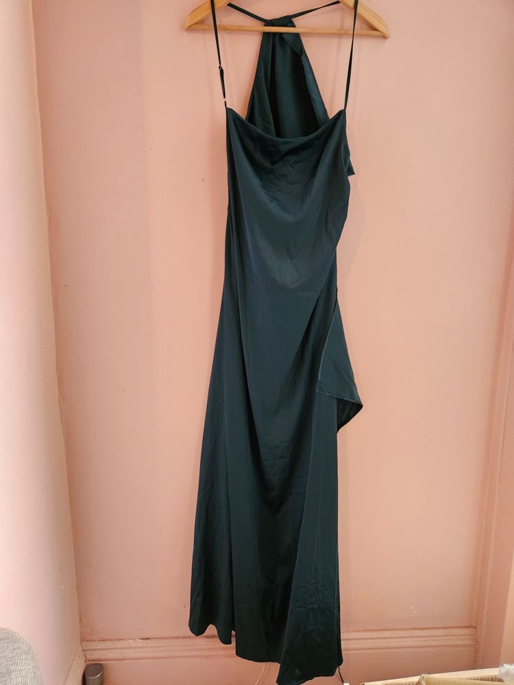 Dark Green Draped Evening Dress 3