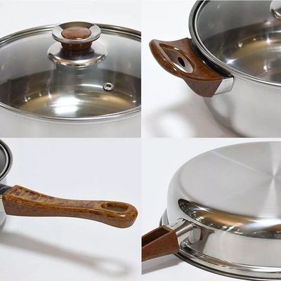 NEW 12pcs Stainless Steel Cookware Saucepan, Casserole & Fry Pan Set With Glass Lid UK 5