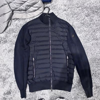Size M (XL SHURNK 22") Moncler CARDIGANMen'S Black Padded Jacket With Knit Sleeves