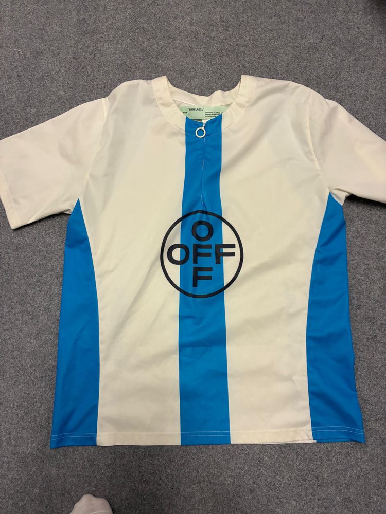Off-White Blue and white Short Sleeve Shirt With Off Logo