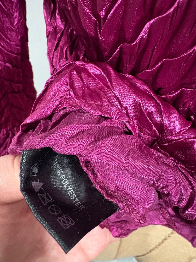  Y2K Magenta Ruffled Textured  Blouse image 7