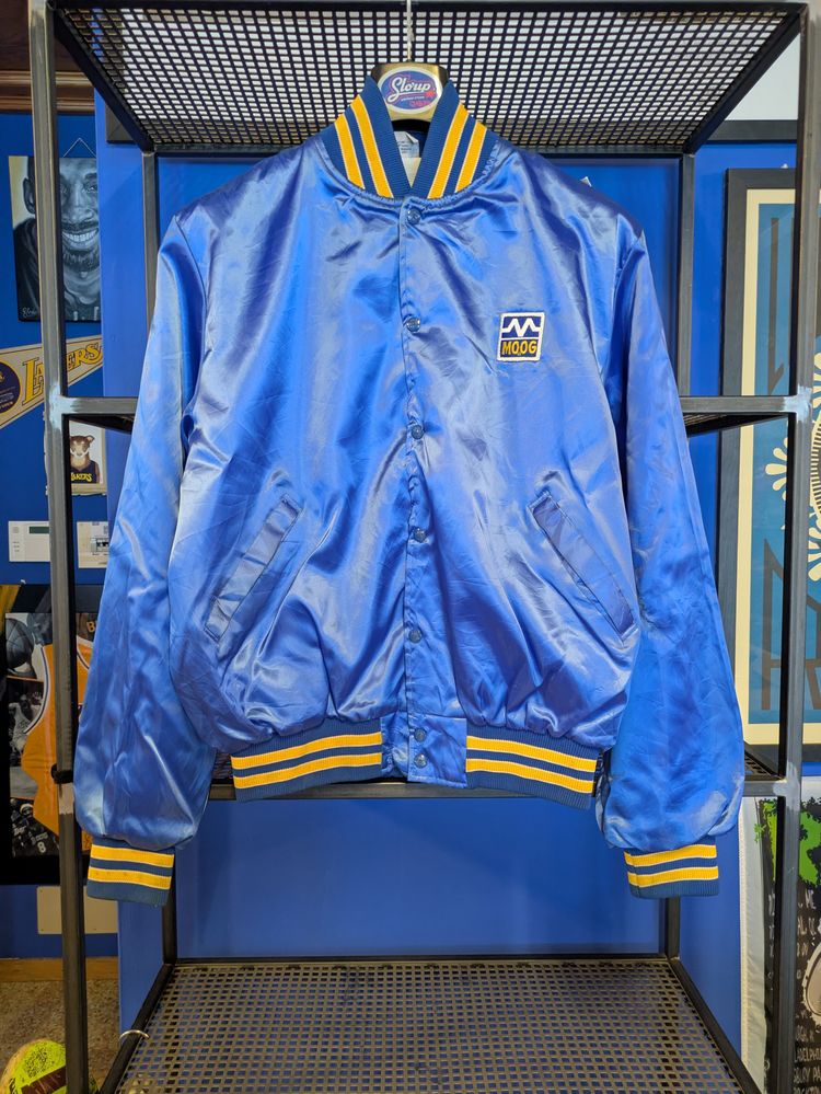 Birdie By Richard A. Leslie Blue Satin Bomber Jacket