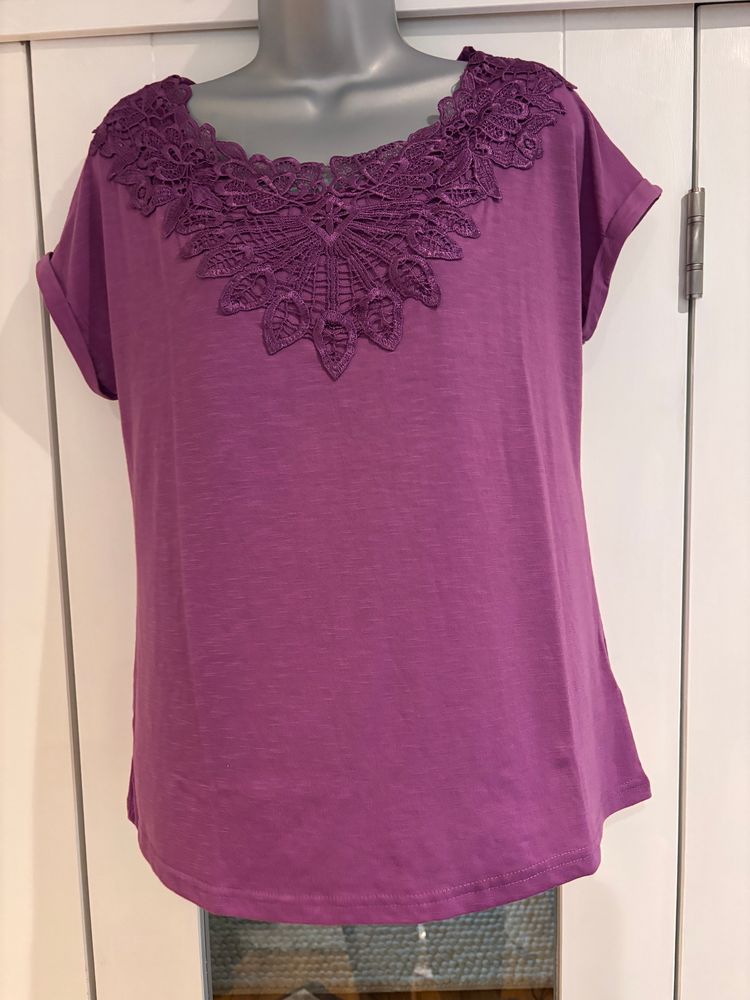 Julipa purple top with lace neckline product image