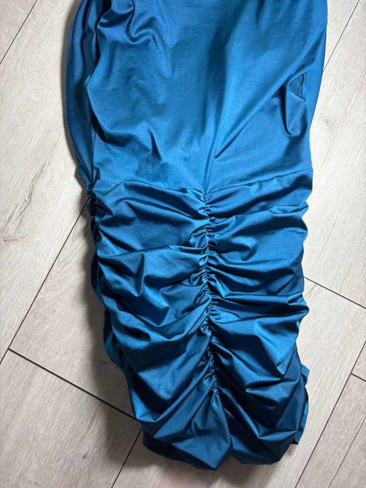 Pink Boutique Ruched Blue Dress 2