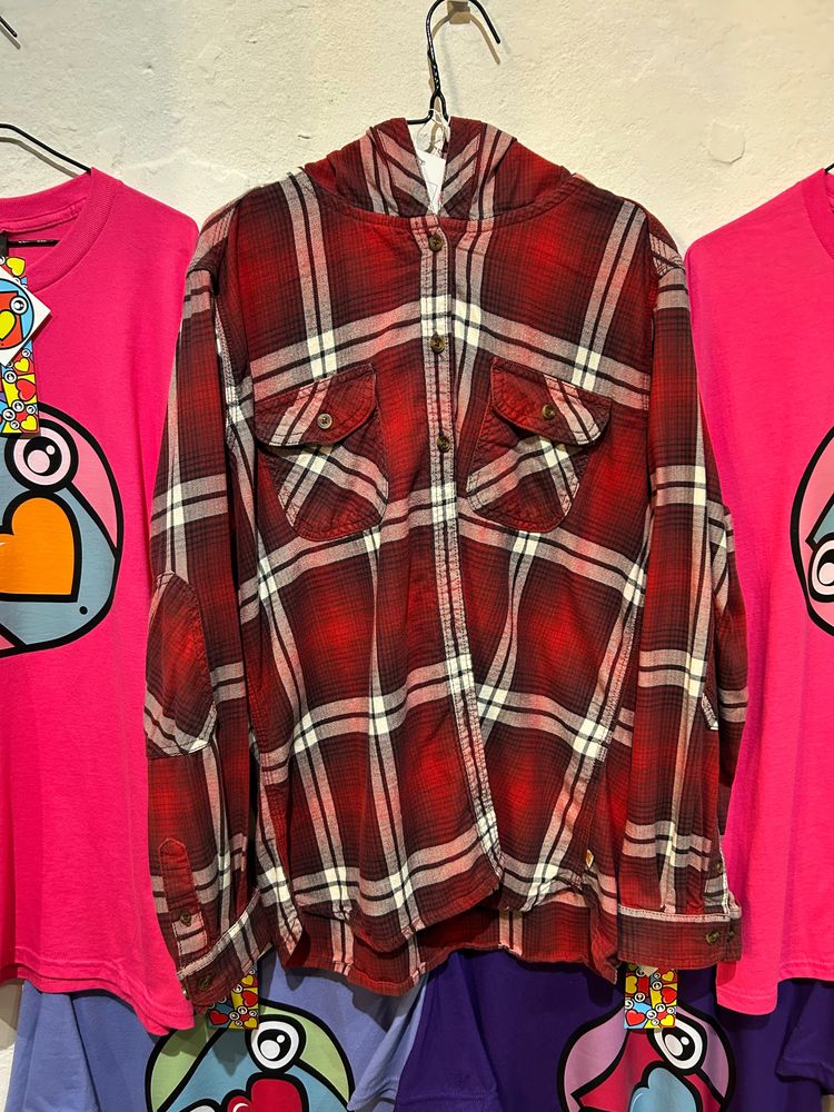 Carhartt Red Plaid Hooded Shirt Jacket