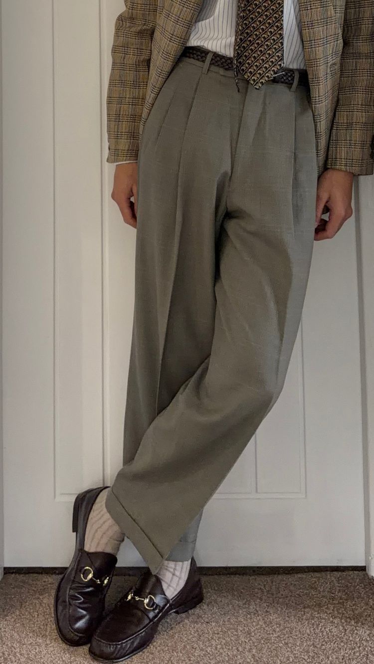 Renoma Paris 1980s Double Pleated Check Wool Pants - Size 30 Waist obraz 1