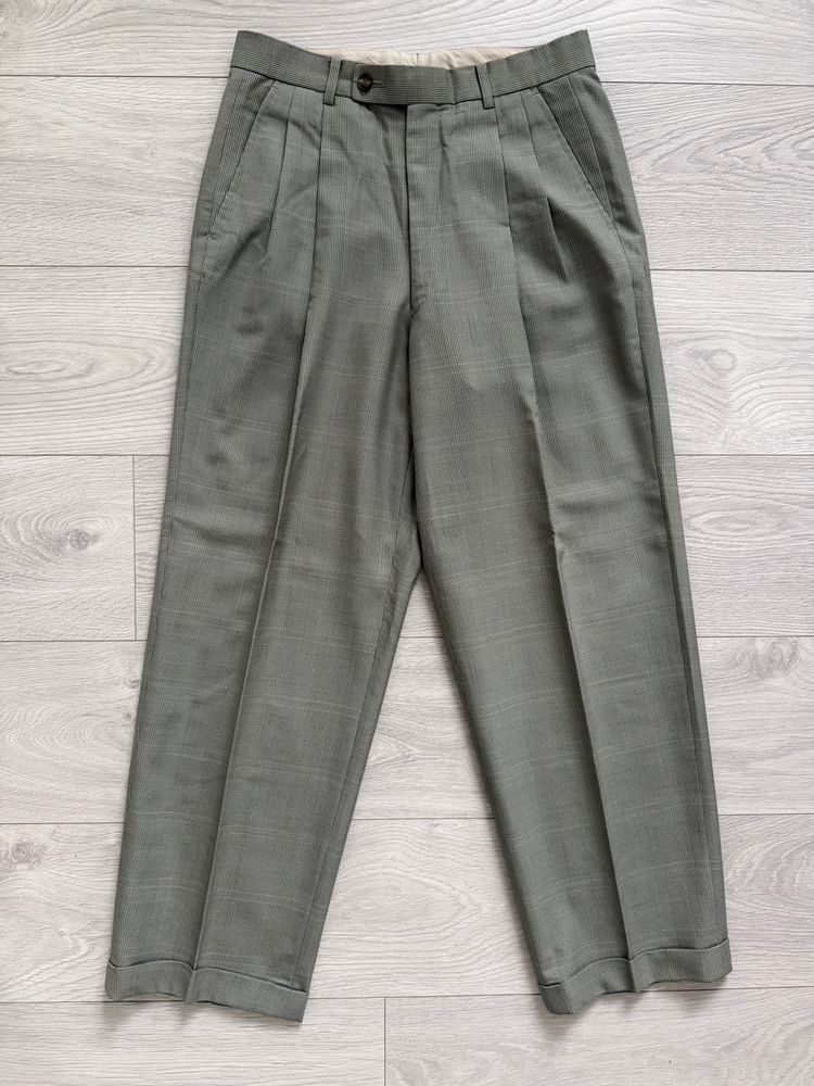 Immagine di Renoma Paris 1980s Double Pleated Check Wool Pants - Size 30 Waist 8