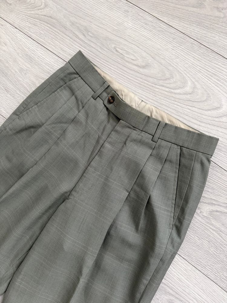 Immagine di Renoma Paris 1980s Double Pleated Check Wool Pants - Size 30 Waist 9