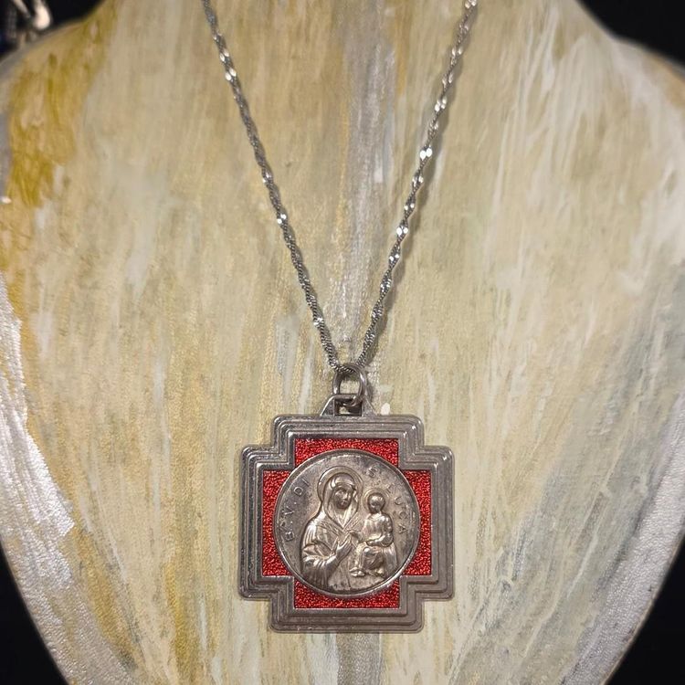 Religious Pendant Necklace With Red Cross Background image 1