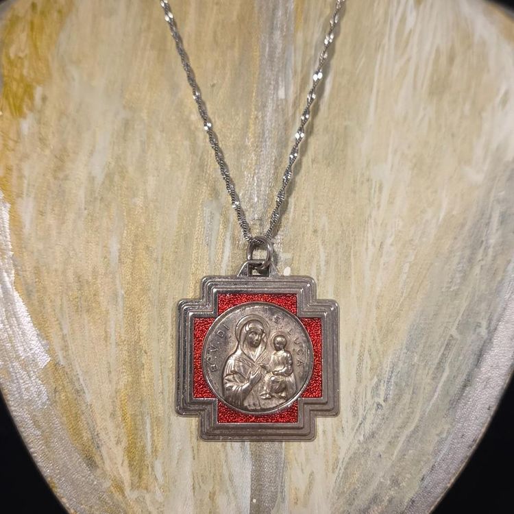 Religious Pendant Necklace With Red Cross Background image 2