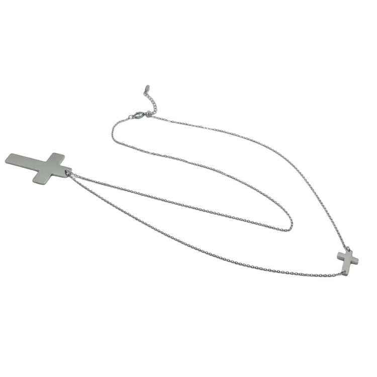 Collana DOUBLE CROSS MAXI | Doppia Croce asimmetrica – Eldra Milano
