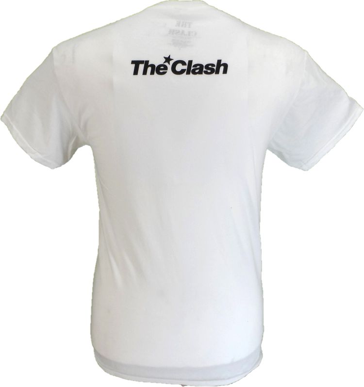 Mens White Official The Clash London Calling Press Photo with Back Print T Shirt image 3