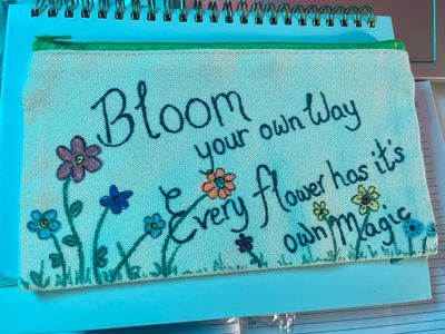 Canvas Zipper Pencil case- hand drawn