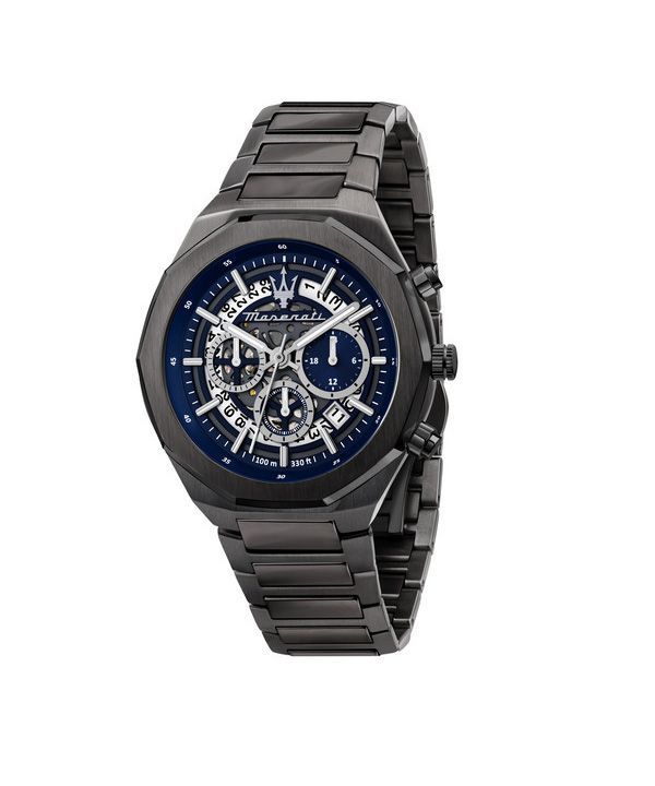 Maserati Stile Chronograph Stainless Steel Blue Skeleton Dial Quartz R8873642012 100M Men's Watch image 1