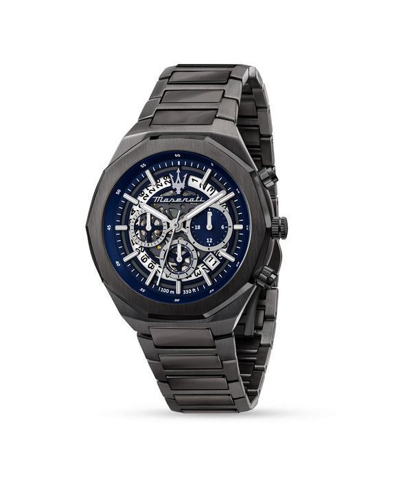 Maserati Stile Chronograph Stainless Steel Blue Skeleton Dial Quartz R8873642012 100M Men's Watch image 5