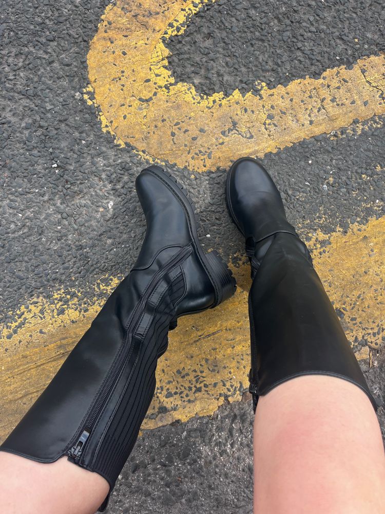 black knee-high boots