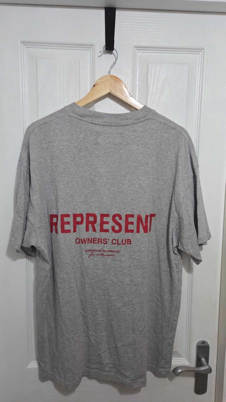 Represent Grey T-Shirt With Red Text Mens Medium