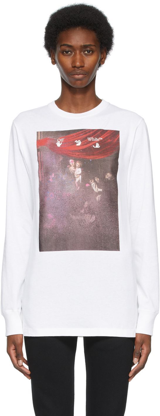 Off-White White Sprayed Caravaggio Arrows Long Sleeve T-Shirt image 2