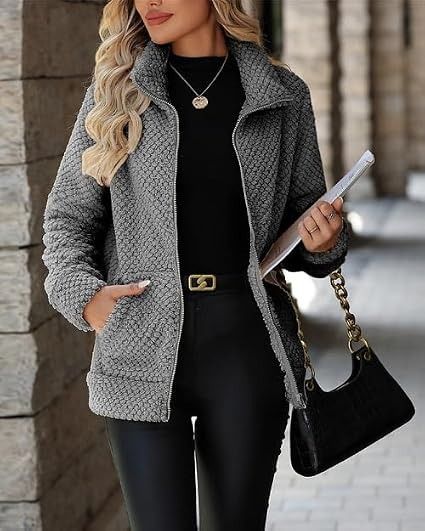 Grey Textured Zip-Up Jacket image 4