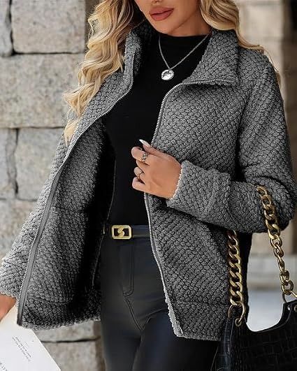 Grey Textured Zip-Up Jacket image 2