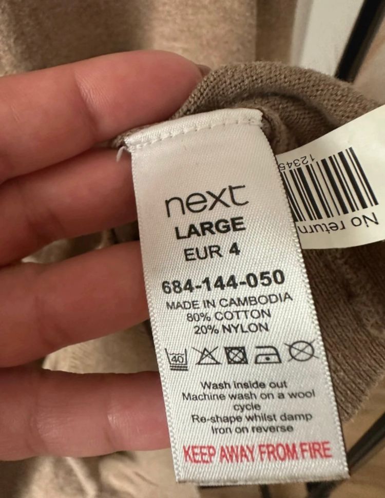 Beżowy kawa z mlekiem bawełniany sweter unisex L 40 obraz 3