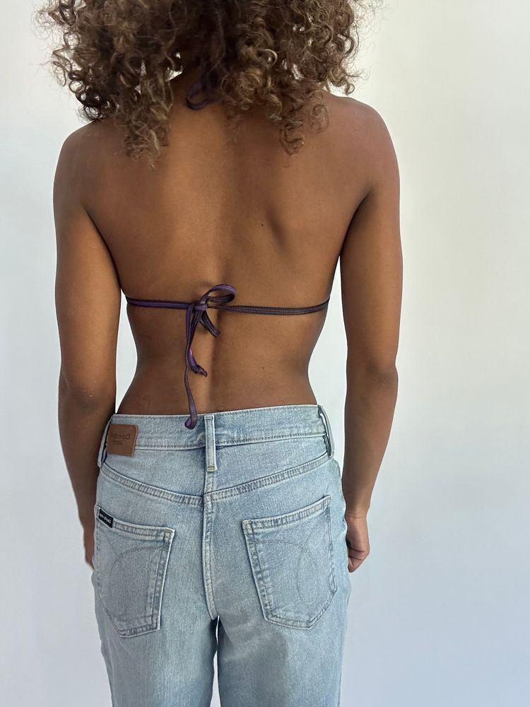 beach drop | small/medium black and purple vinyl style bikini set image 6