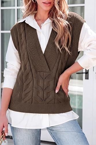 Brown Knitted Sleeveless Sweater Vest image 1
