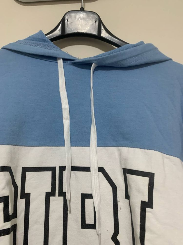 Blue And White Hoodie With Girl Text 3