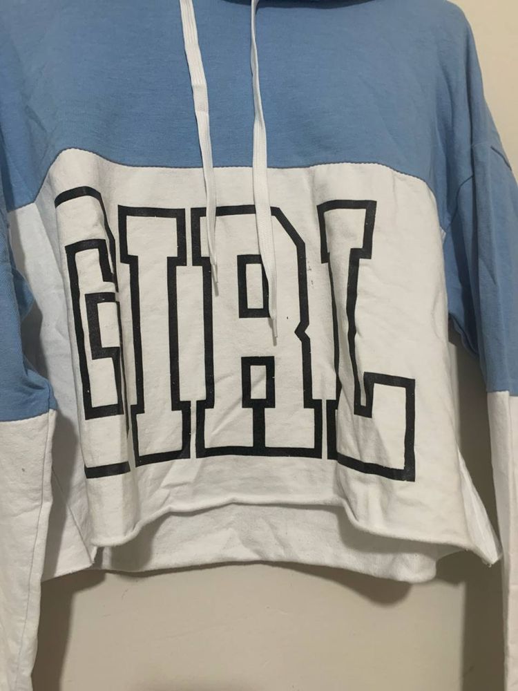 Blue And White Hoodie With Girl Text 6