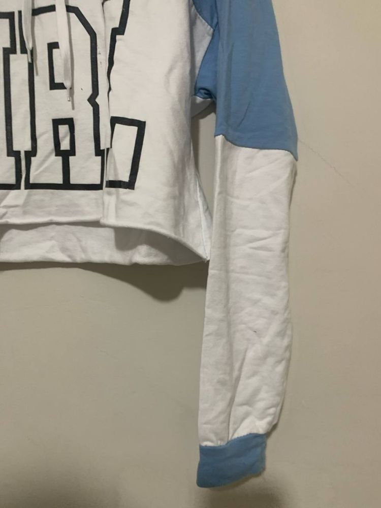 Blue And White Hoodie With Girl Text 2