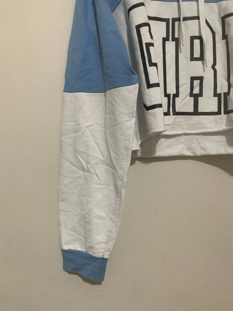 Blue And White Hoodie With Girl Text 5