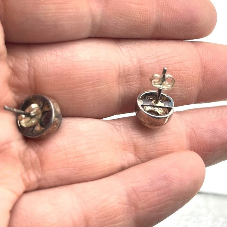 Silver Stud Earrings With Purple Stones