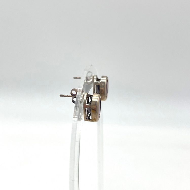 Silver Stud Earrings With Purple Stones image 4