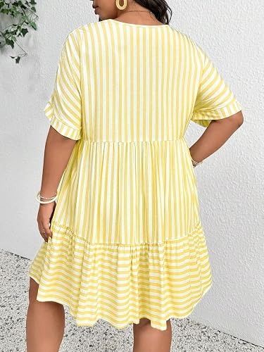 Yellow And White Striped Dress image 5
