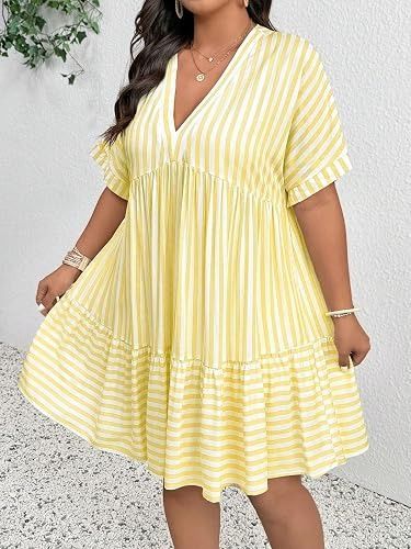 Yellow And White Striped Dress image 3