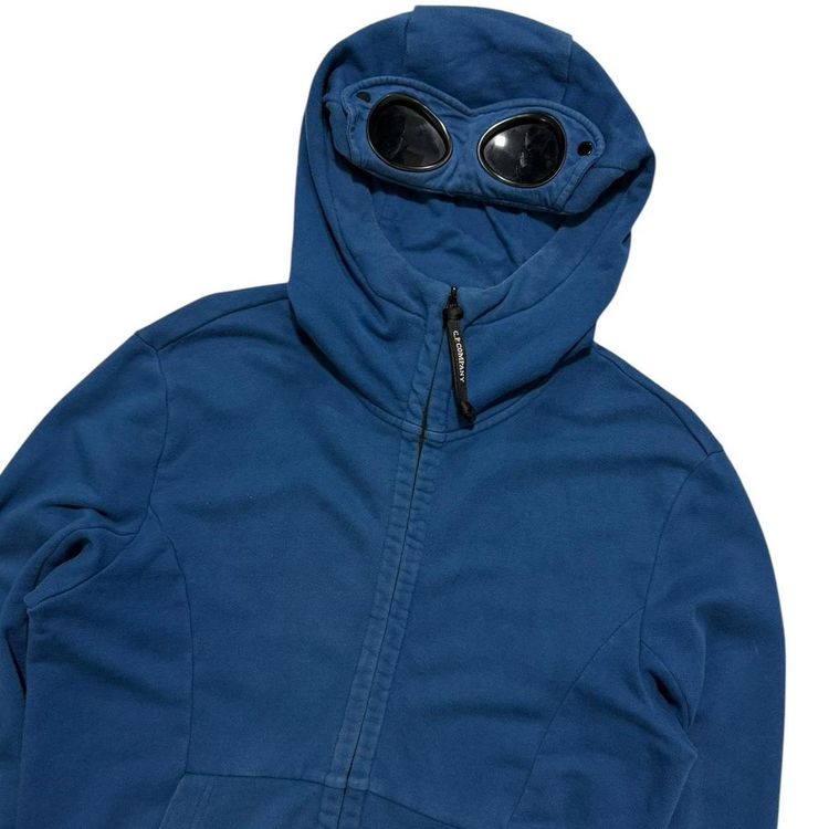 CP Company Blue Full Zip Goggle Hoodie image 3