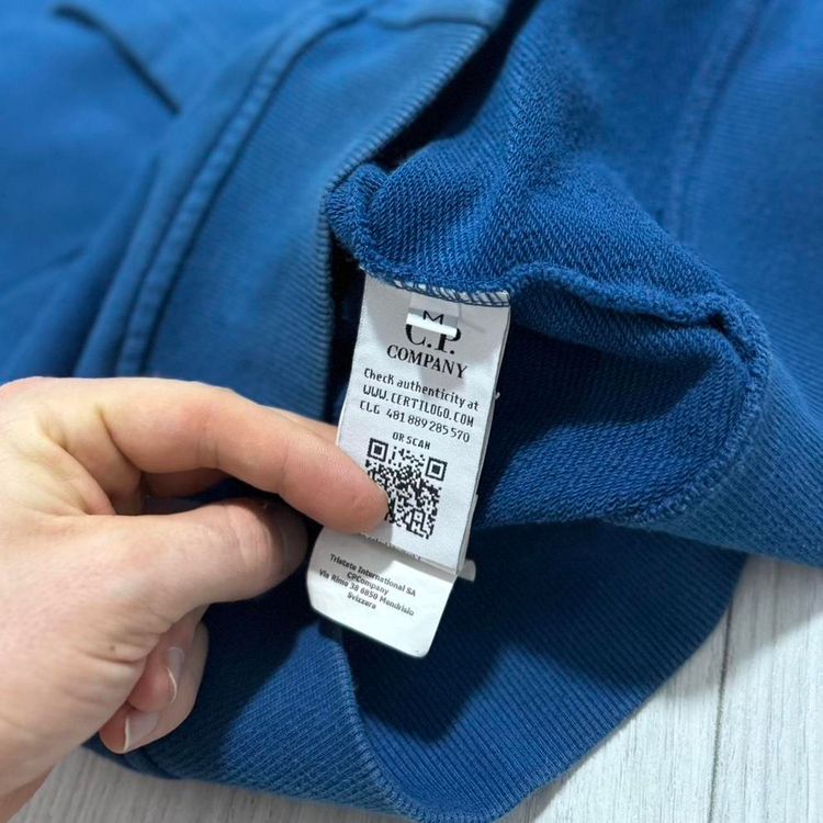 CP Company Blue Full Zip Goggle Hoodie image 2