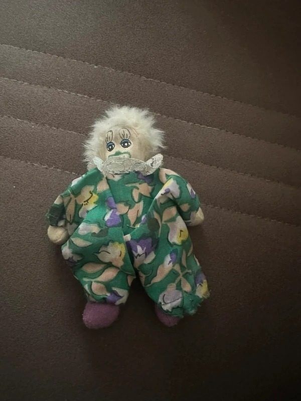 Small Fabric Doll With Floral Outfit image 1