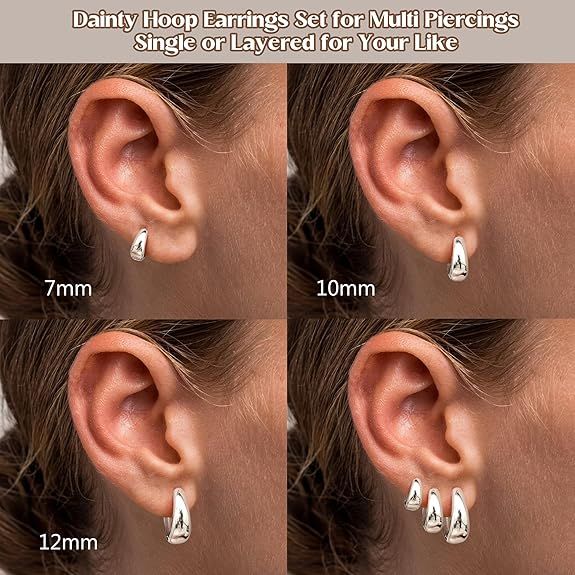 Silver Hoop Earrings Set 2