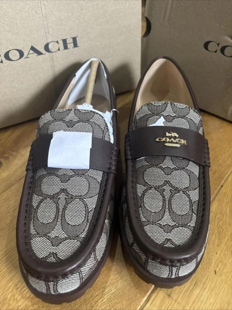 Coach Janie Loafer Signature Maple Brown 6.5 BNIB £225 US 8.5 Chunky imagen 1