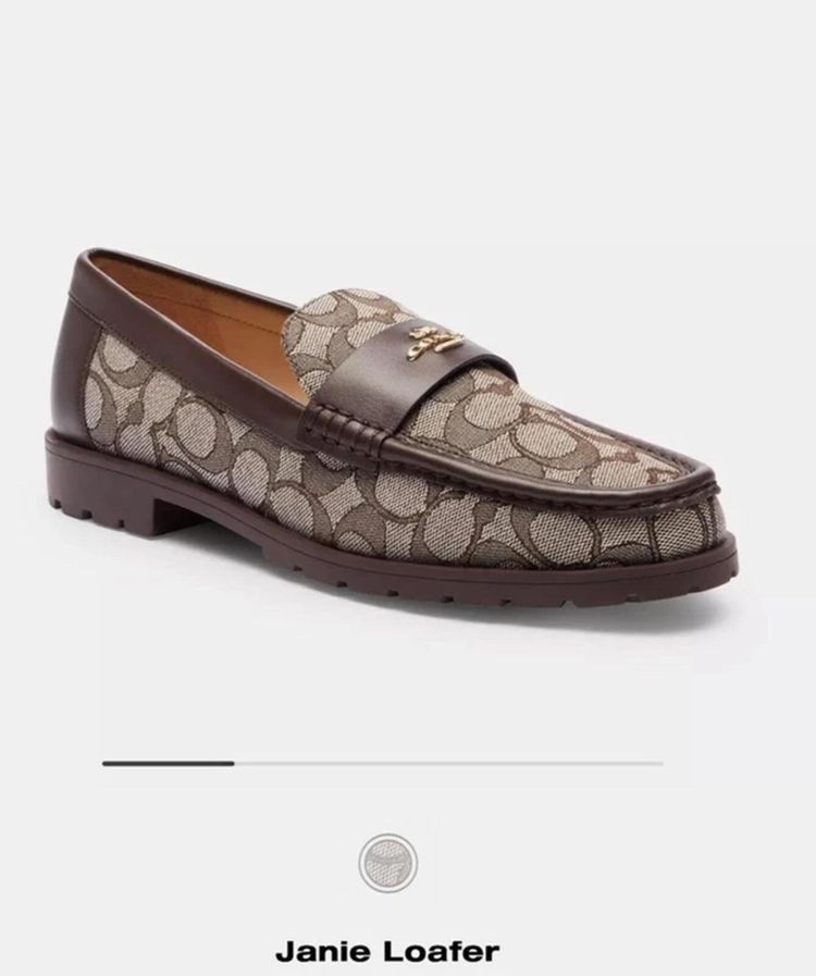 Immagine di Coach Janie Loafer Signature Maple Brown 6.5 BNIB £225 US 8.5 Chunky 2