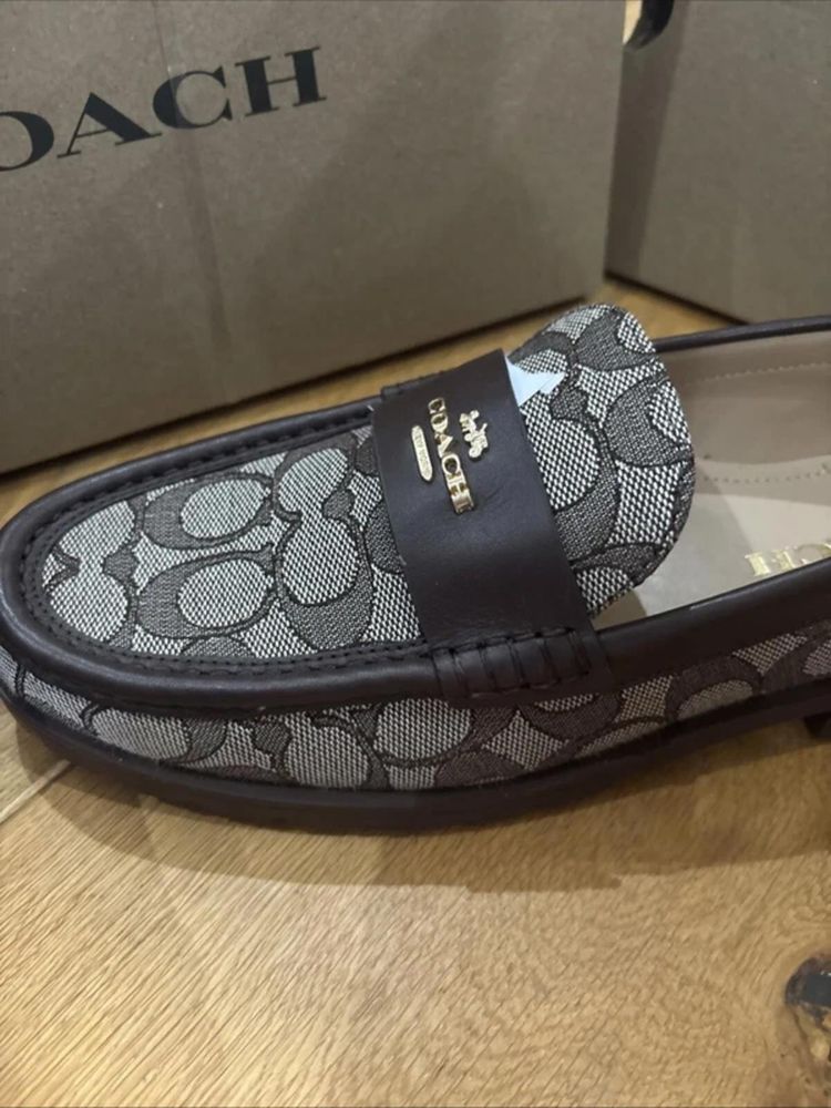 Immagine di Coach Janie Loafer Signature Maple Brown 6.5 BNIB £225 US 8.5 Chunky 6