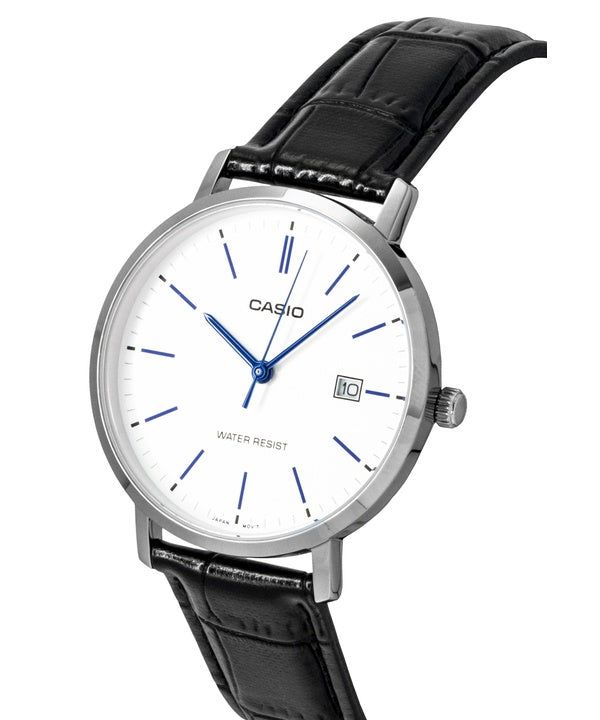 Casio Analog Leather Strap White Dial Quartz MTP-VT05L-7E Men's Watch obraz 2