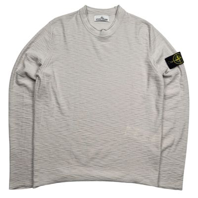 A/W 23 Stone Island Reverse Stocking Stitch Slub Wool Nylon Crewneck Knit Sweater