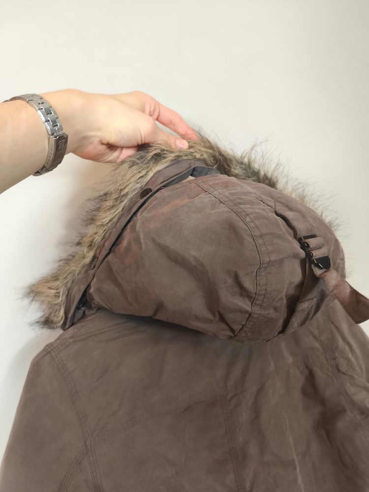 Brown Parka Coat With Fur Hood 5