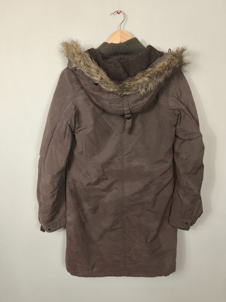 Brown Parka Coat With Fur Hood 6