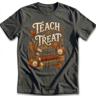 Teach or Treat Leopard Books T-Shirt GC 1