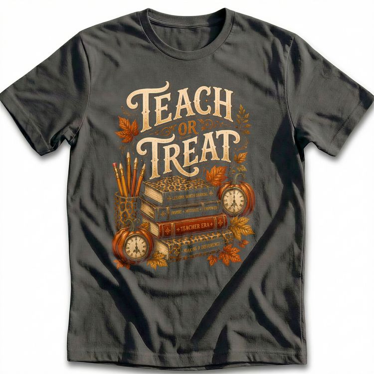 Teach or Treat Leopard Books T-Shirt GC