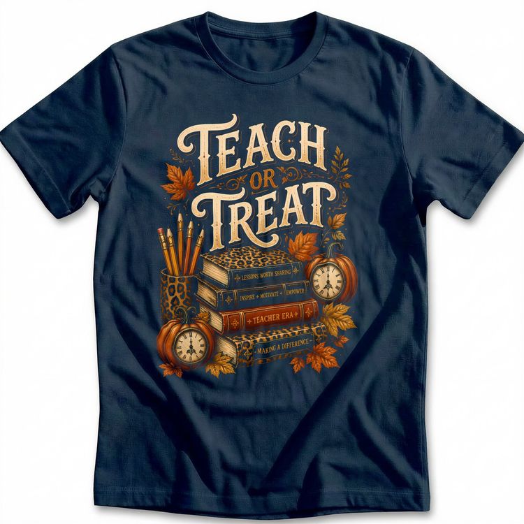 Teach or Treat Leopard Books T-Shirt GC 4