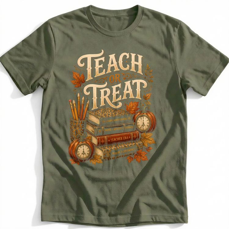 Teach or Treat Leopard Books T-Shirt GC 2
